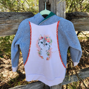 Hoodie - Floral Kitten - Size 3